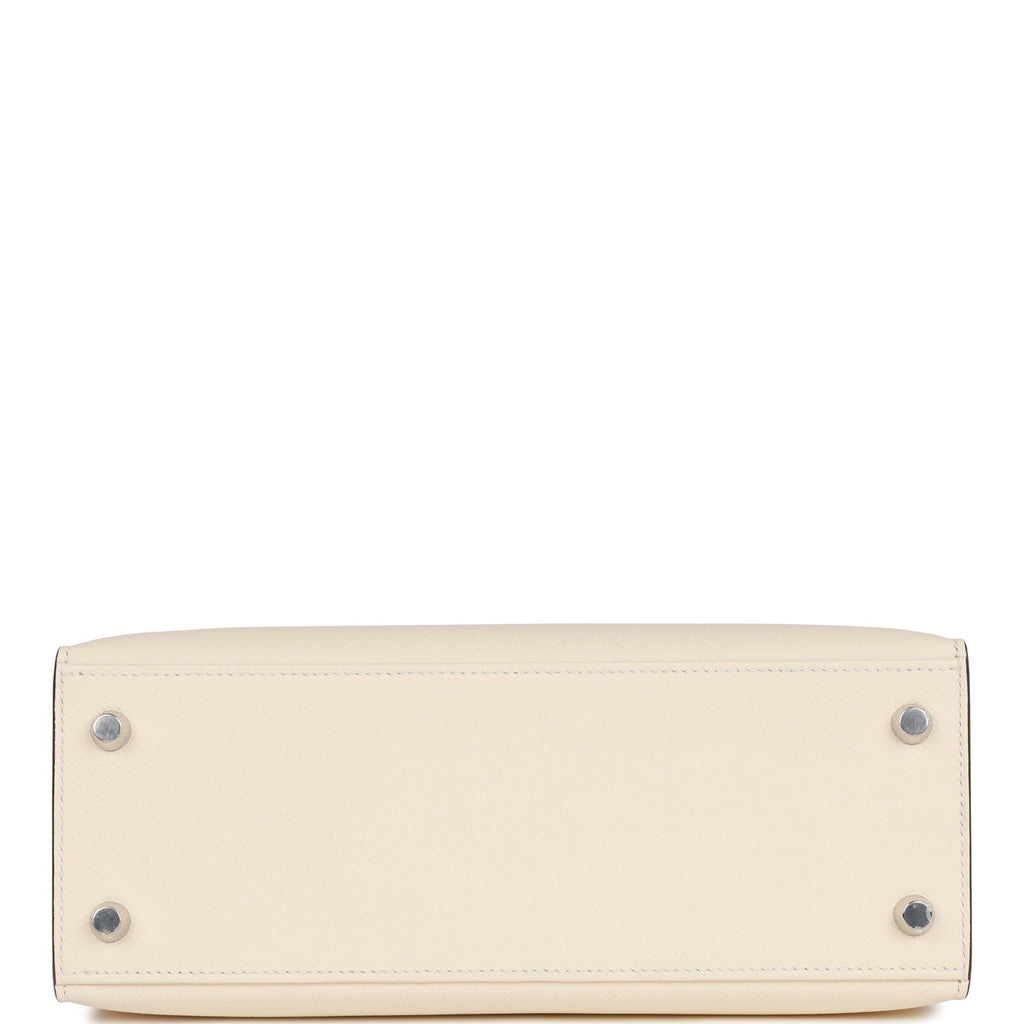 Hermes Special Order (HSS) Kelly Sellier 25 Nata and Rose Azalee Epsom Palladium Hardware