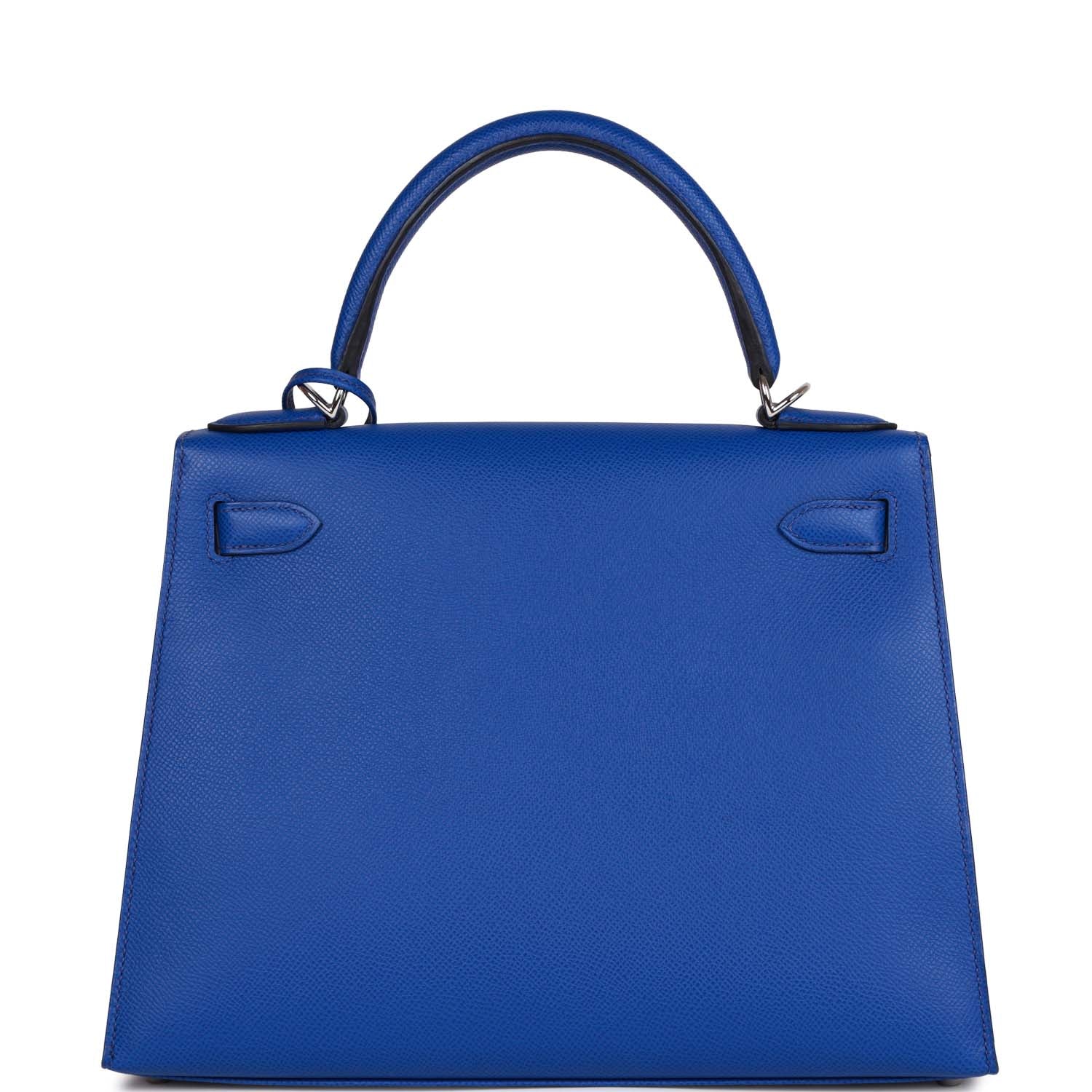 Hermes Bleu Royal Epsom Sellier Kelly 28cm Palladium Hardware
