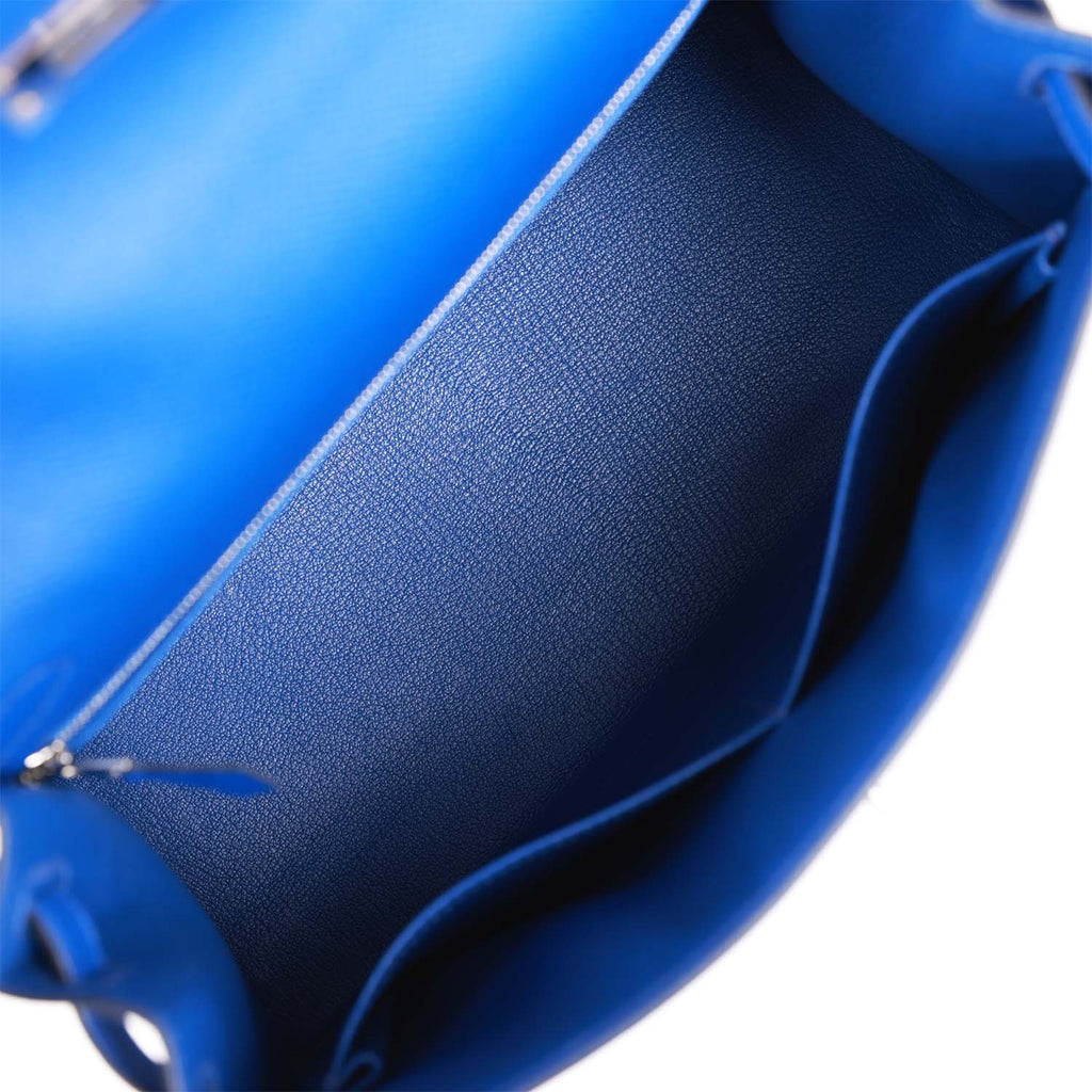Hermes Bleu Royal Epsom Sellier Kelly 28cm Palladium Hardware