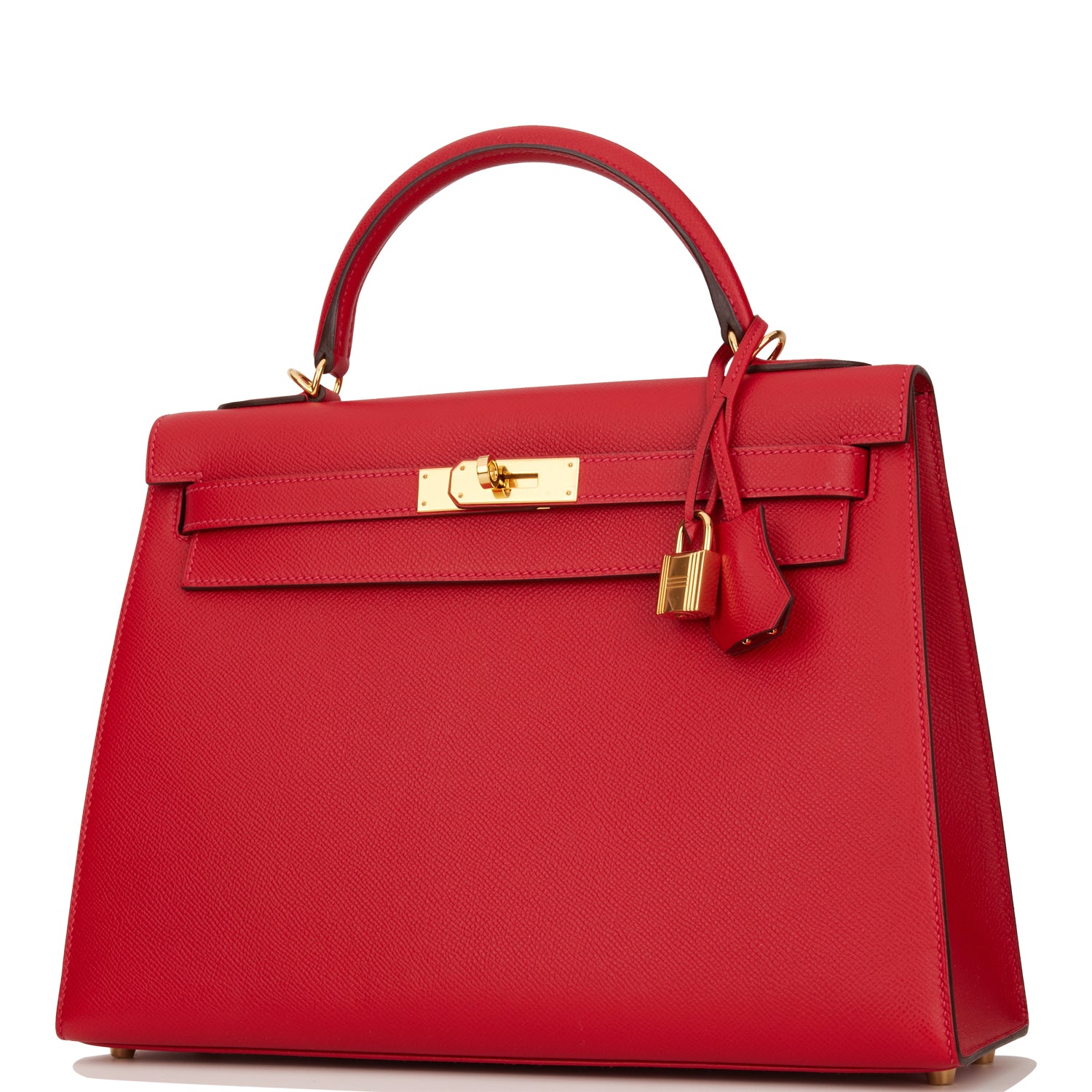 Hermes Kelly Sellier 32 Rouge Casaque Epsom Gold Hardware