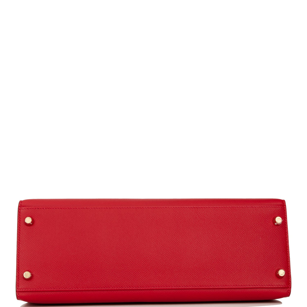 Hermes Kelly Sellier 32 Rouge Casaque Epsom Gold Hardware