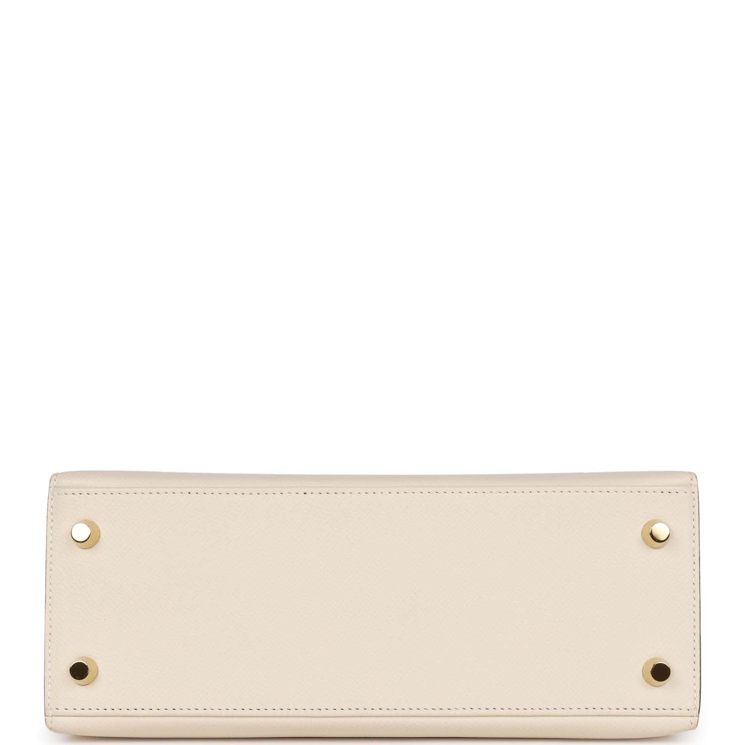 Hermes Special Order (HSS) Kelly Sellier 25 Craie Verso Epsom Brushed Gold Hardware