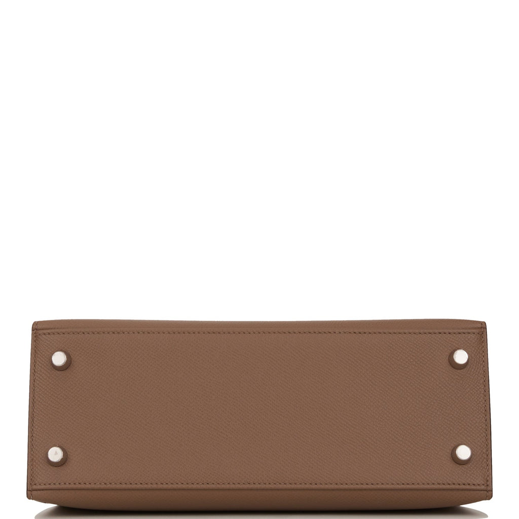 Hermes Kelly Sellier 25 Tri-Color Etoupe, Alezan and Biscuit Epsom Palladium Hardware