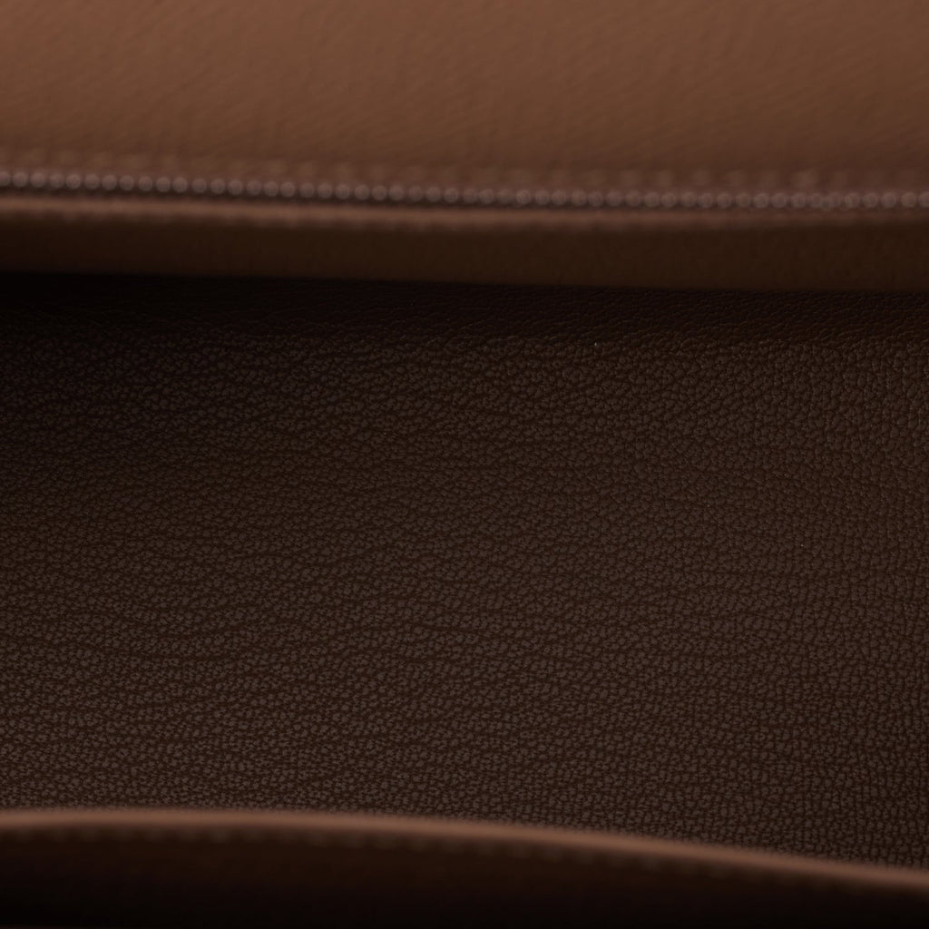 Hermes Kelly Sellier 25 Tri-Color Etoupe, Alezan and Biscuit Epsom Palladium Hardware