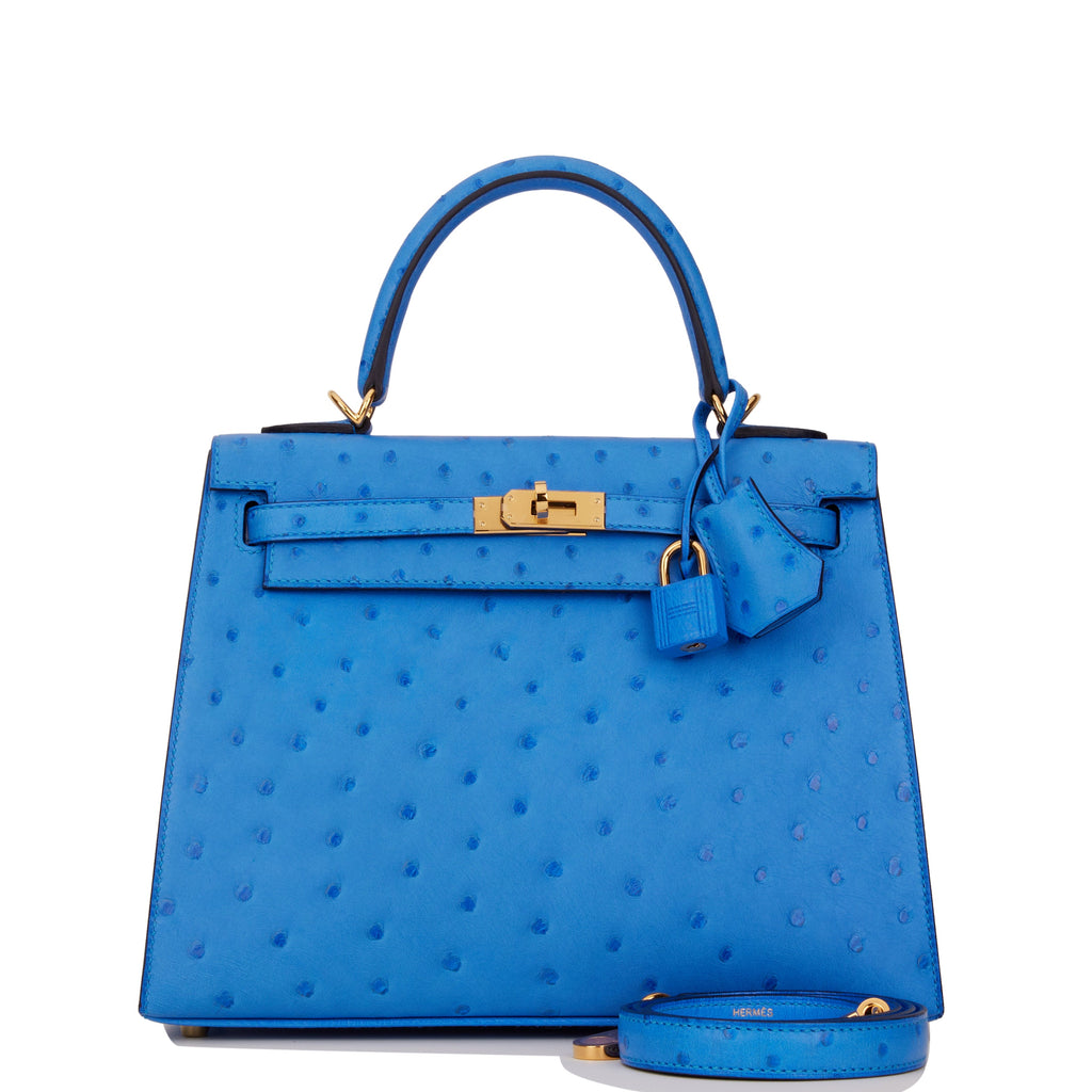 Hermes Kelly Sellier 25 Bleuet Ostrich Gold Hardware - Payment 2 for VG