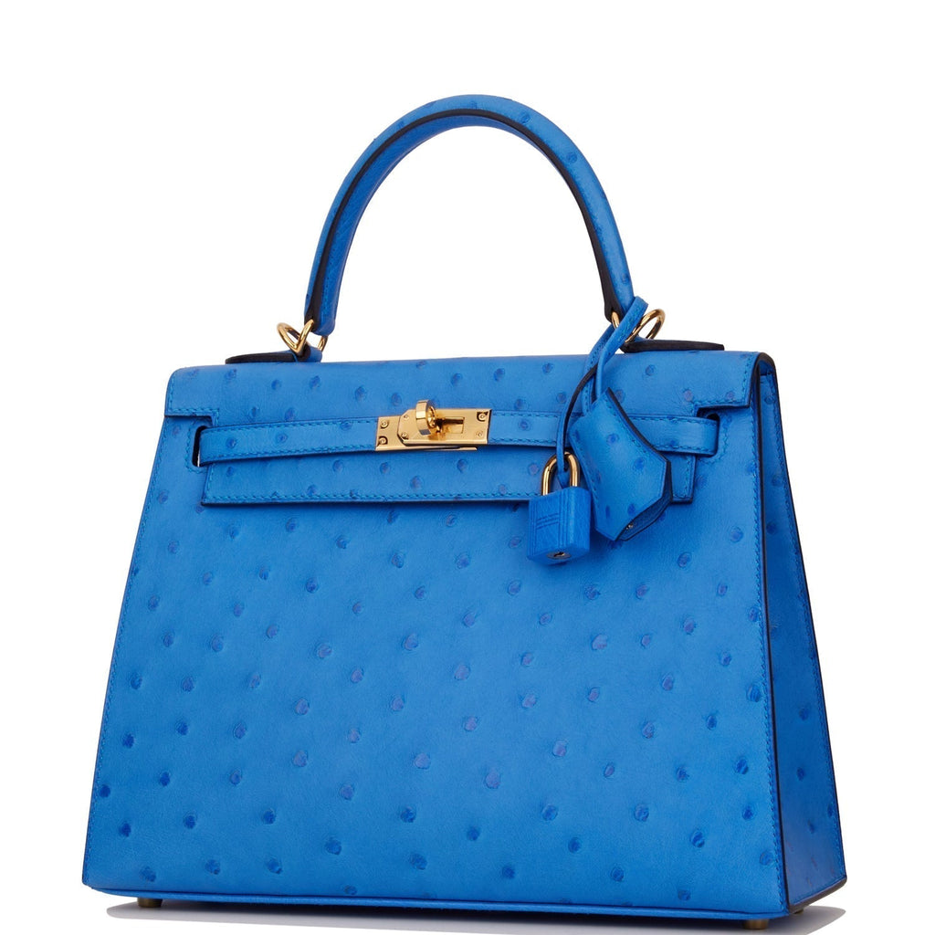 Hermes Kelly Sellier 25 Bleuet Ostrich Gold Hardware - Payment 2 for VG