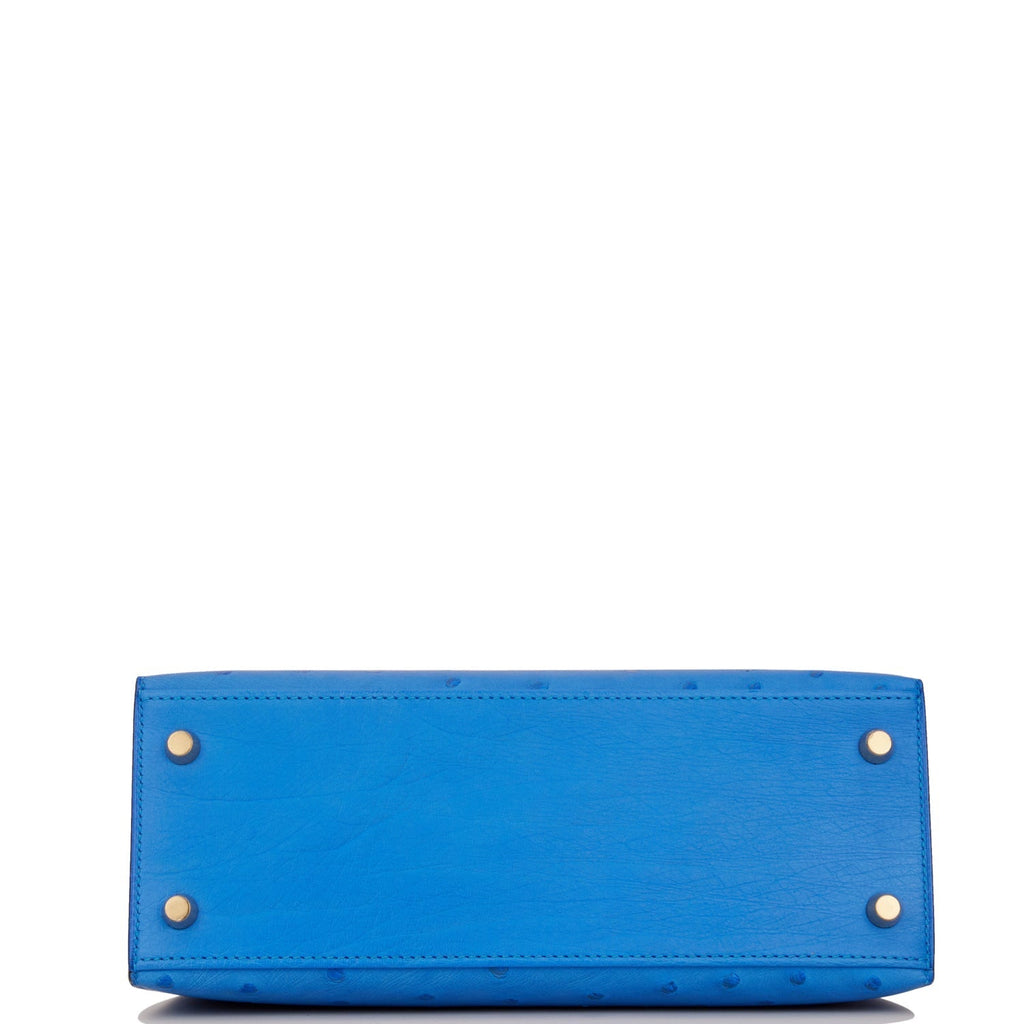 Hermes Kelly Sellier 25 Bleuet Ostrich Gold Hardware - Payment 1 for VG
