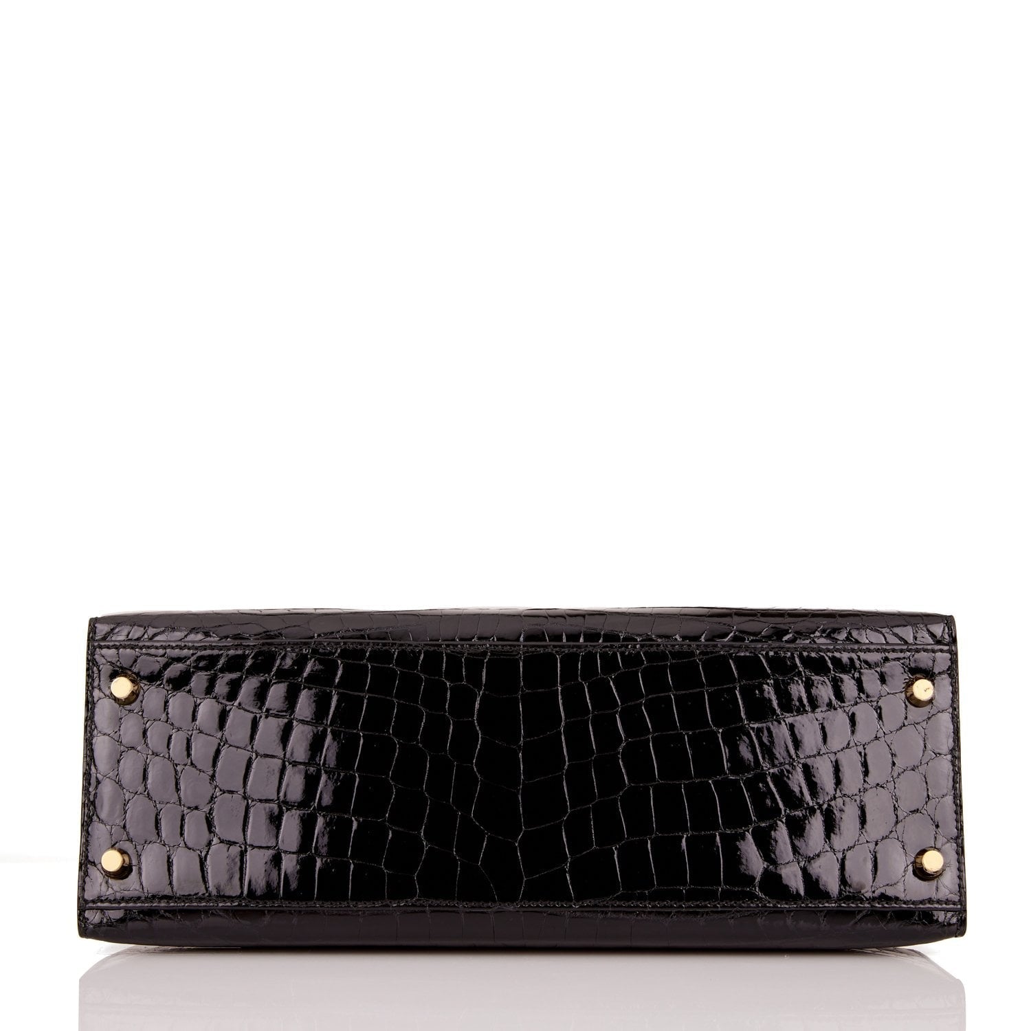 Hermes Kelly Sellier 32 Black Shiny Niloticus Crocodile Gold Hardware