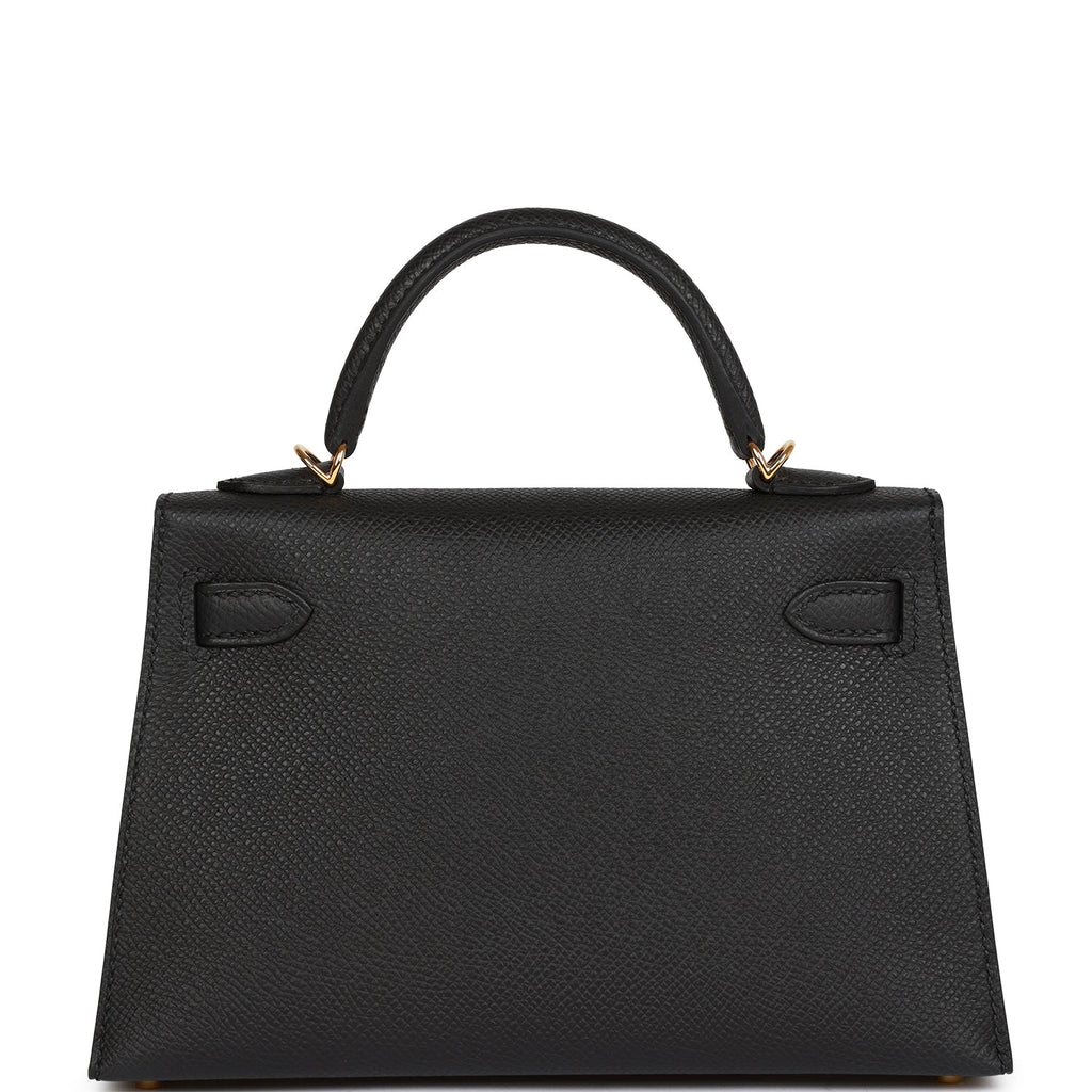 Hermes Kelly Sellier 20 Black Epsom Gold Hardware