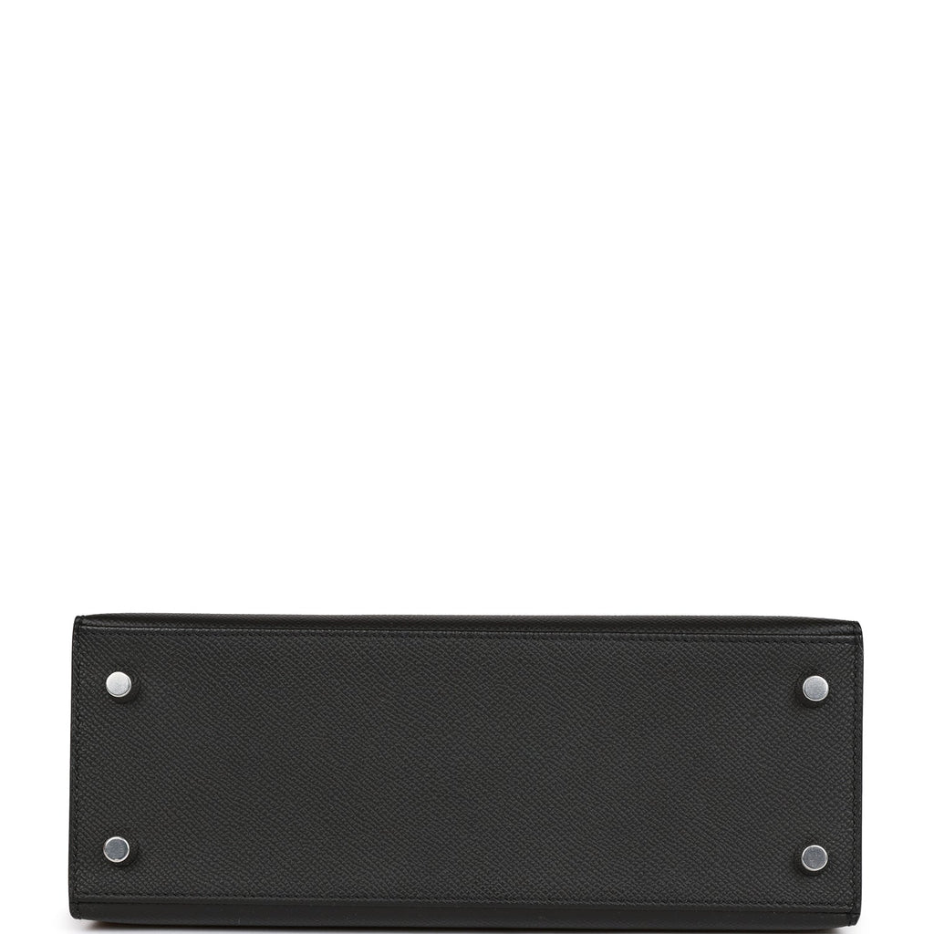 Hermes Kelly Sellier 25 Black Epsom Palladium Hardware