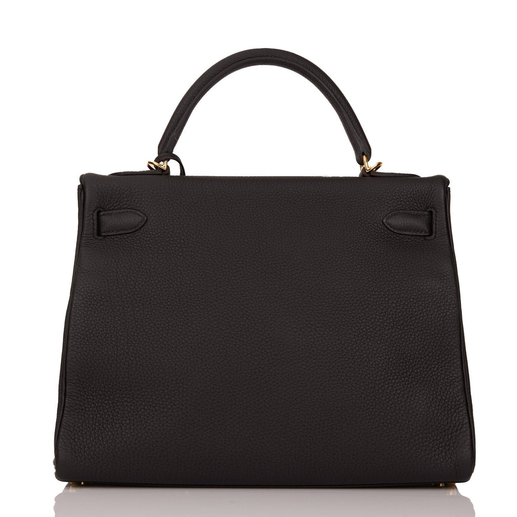 Hermes Kelly Retourne 32 Black Togo Gold Hardware