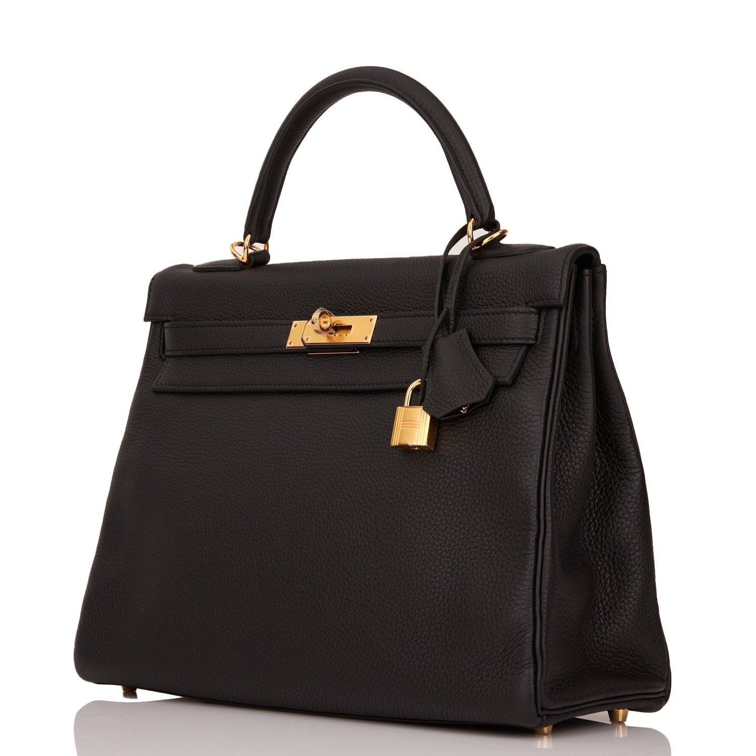 Hermes Kelly Retourne 32 Black Togo Gold Hardware