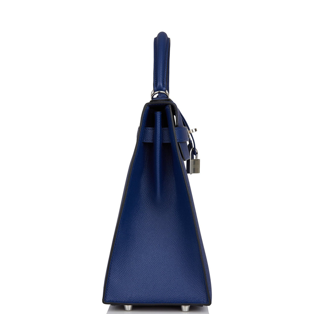 Hermes Kelly Sellier 32 Bleu Saphir Epsom Palladium Hardware