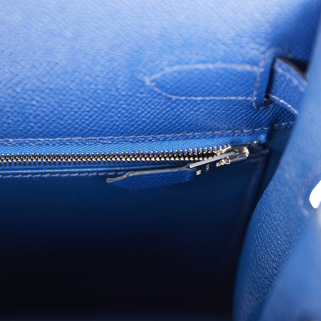 Hermes Kelly Sellier 32 Bleu Saphir Epsom Palladium Hardware