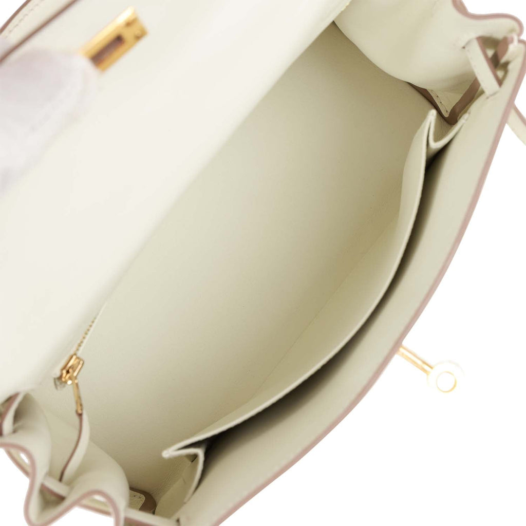 Hermes Kelly Retourne 25 Mushroom Swift Gold Hardware