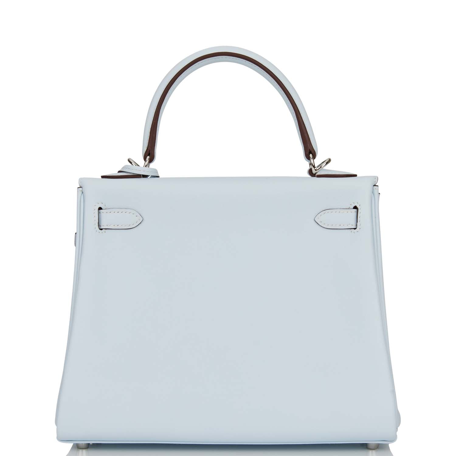 Hermes Kelly Retourne 25 Bleu Brume Swift Palladium Hardware