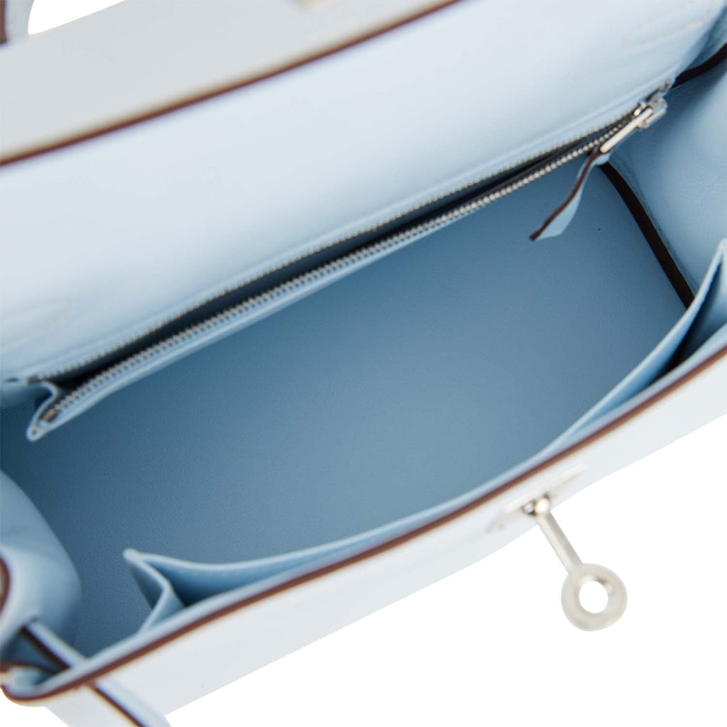 Hermes Kelly Retourne 25 Bleu Brume Swift Palladium Hardware