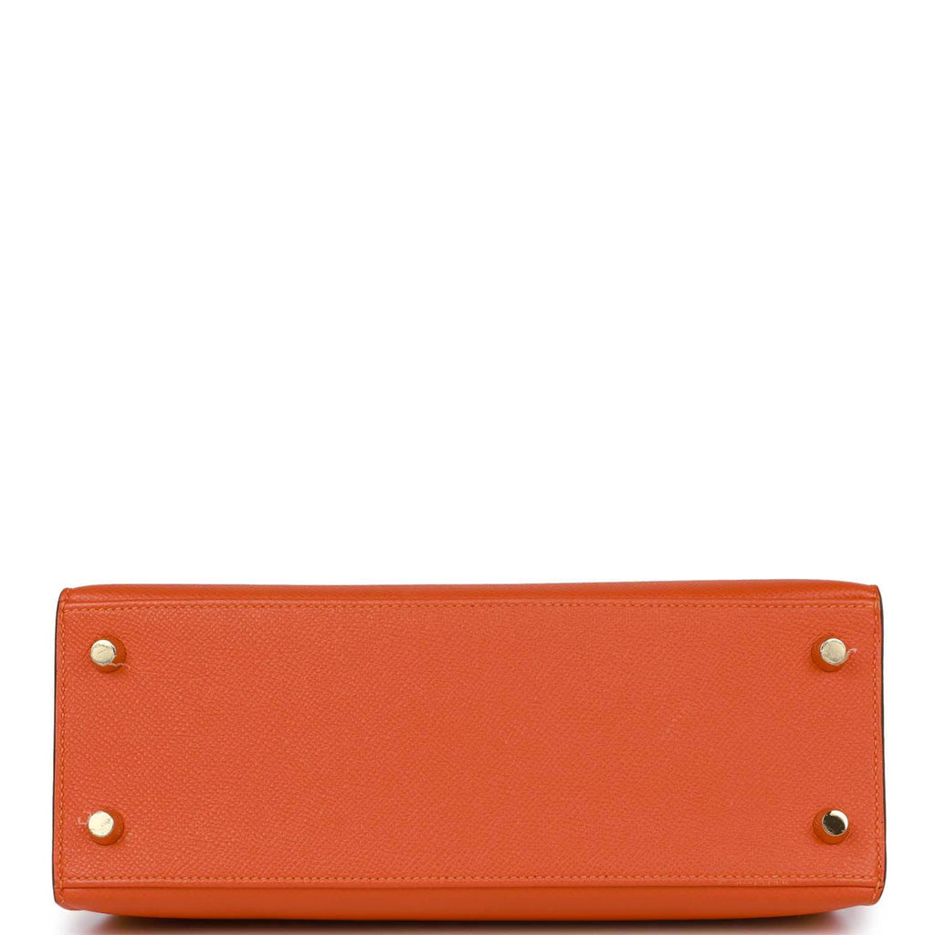 Pre-owned Hermes Kelly Sellier 25 Feu Epsom Gold Hardware