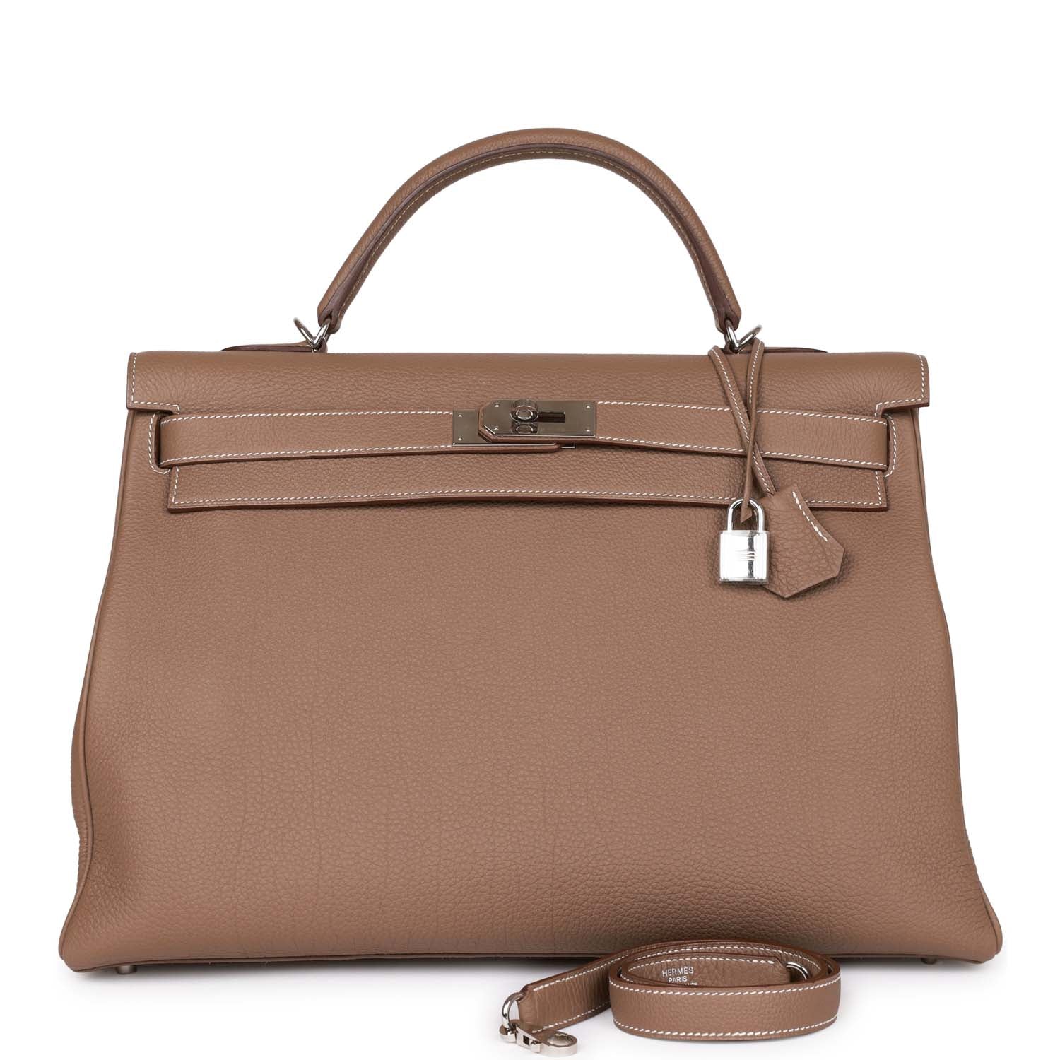 Hermes Kelly Retourne 40 Etoupe Togo Palladium Hardware