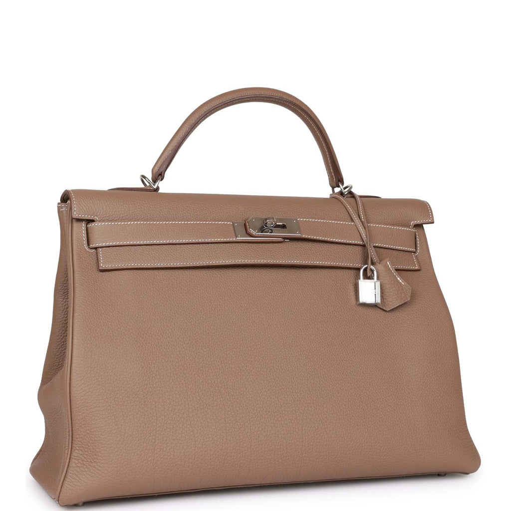 Hermes Kelly Retourne 40 Etoupe Togo Palladium Hardware