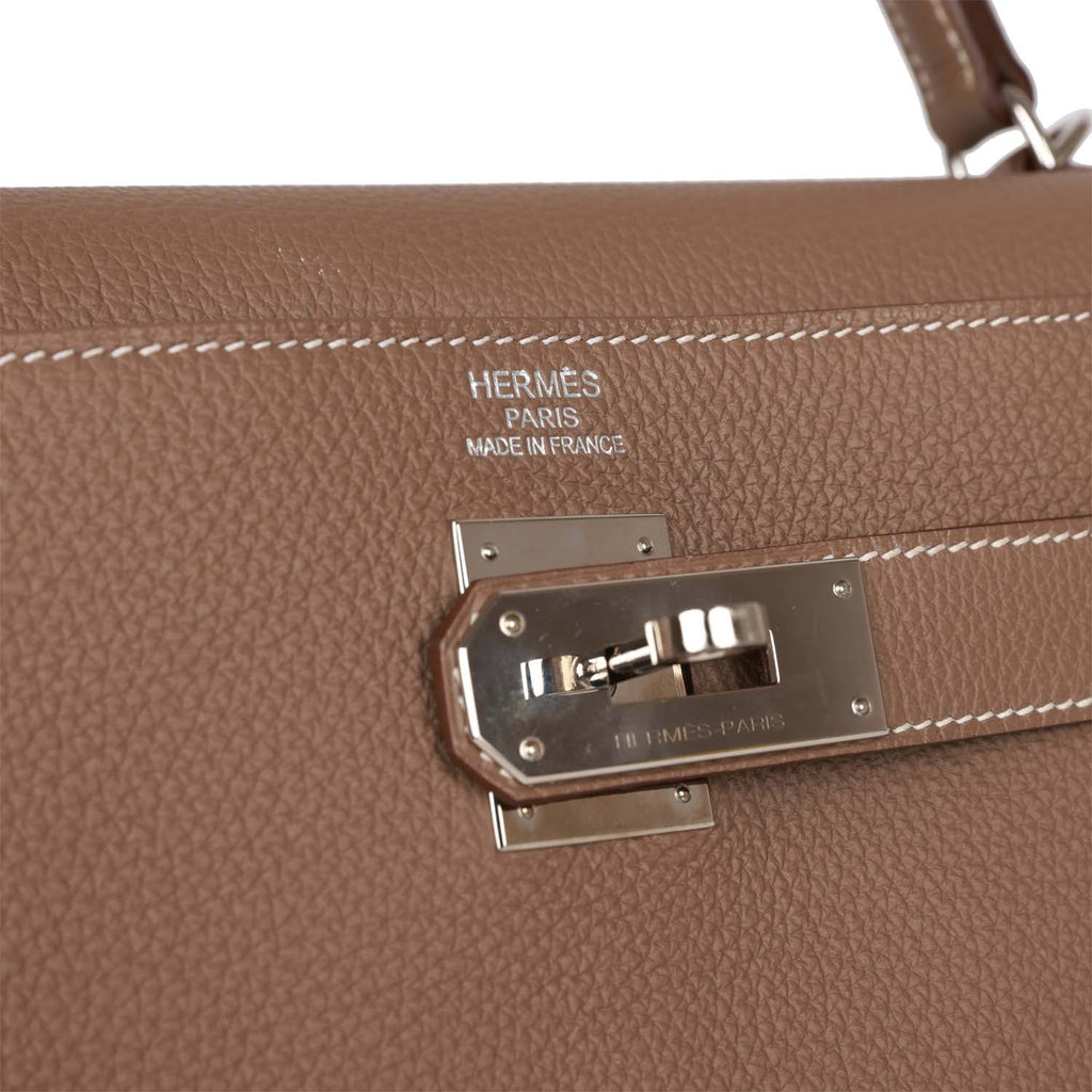 Hermes Kelly Retourne 40 Etoupe Togo Palladium Hardware