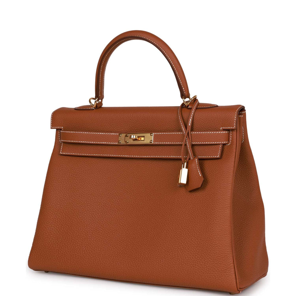Hermes Kelly 35 Gold Togo Retourne Gold Hardware