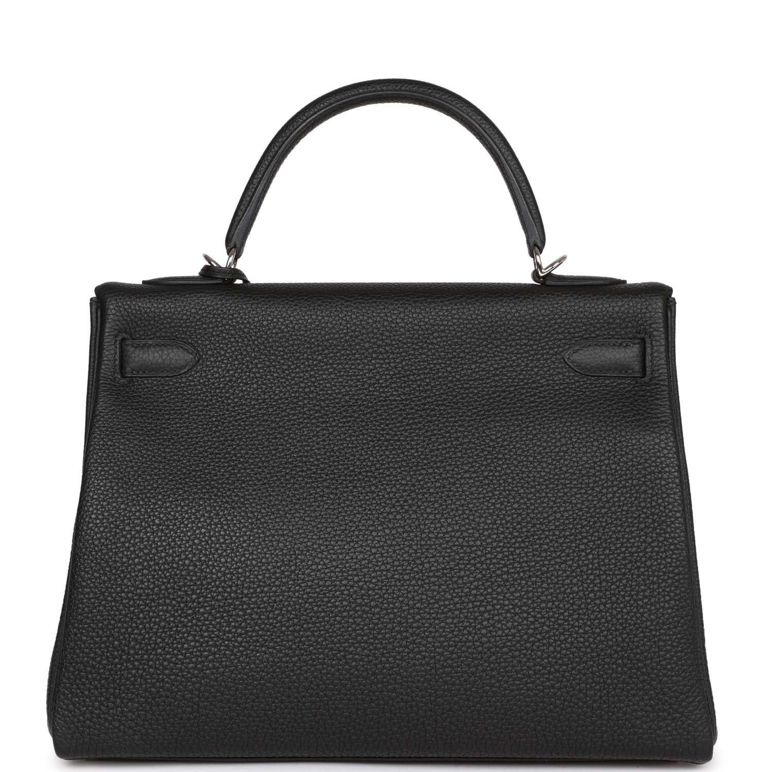 Pre-owned Hermes Kelly Retourne 32 Black Togo Palladium Hardware