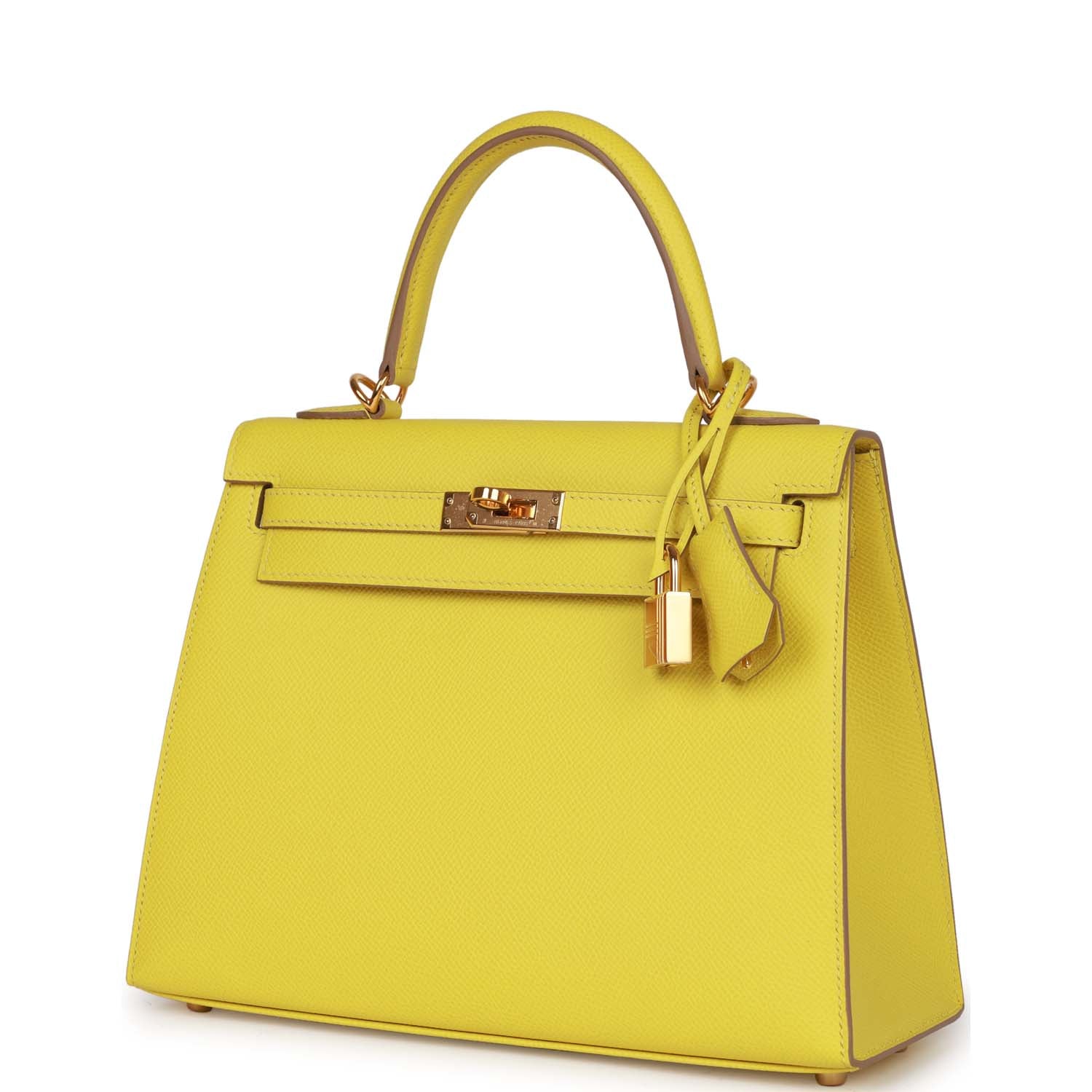 Pre-owned Hermes Kelly 25 Lime Epsom Gold Hardware