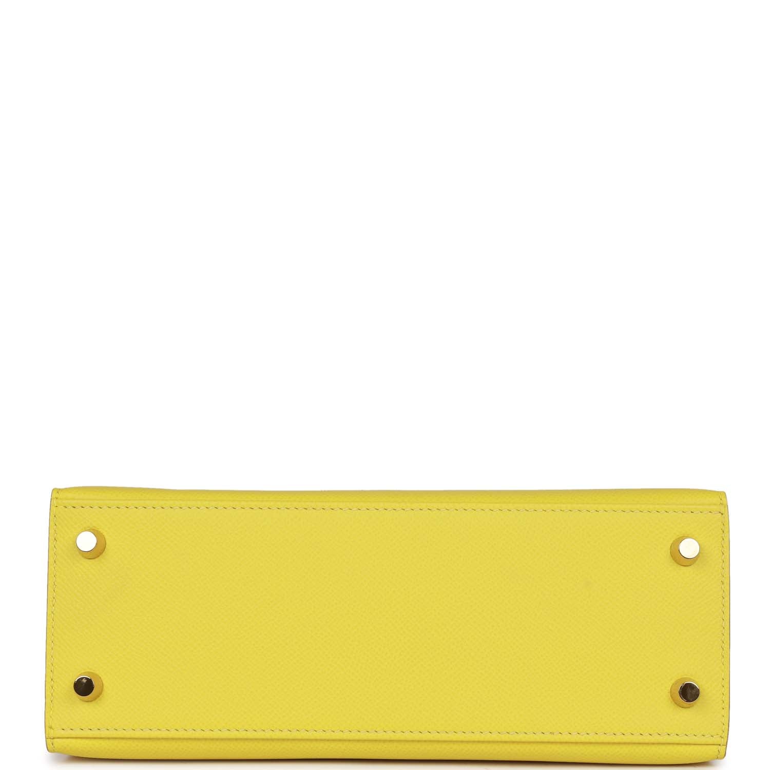 Pre-owned Hermes Kelly 25 Lime Epsom Gold Hardware