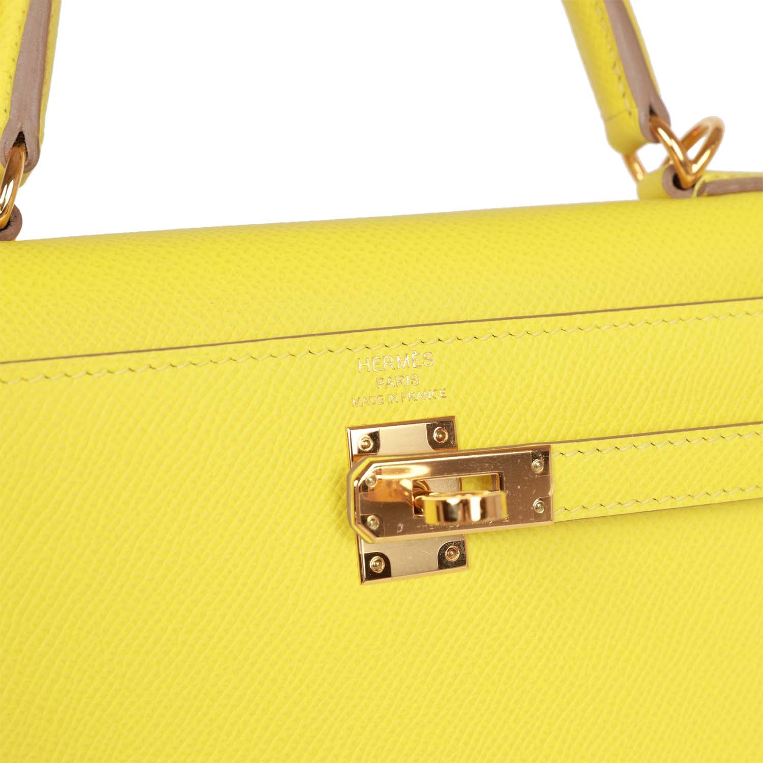 Pre-owned Hermes Kelly 25 Lime Epsom Gold Hardware