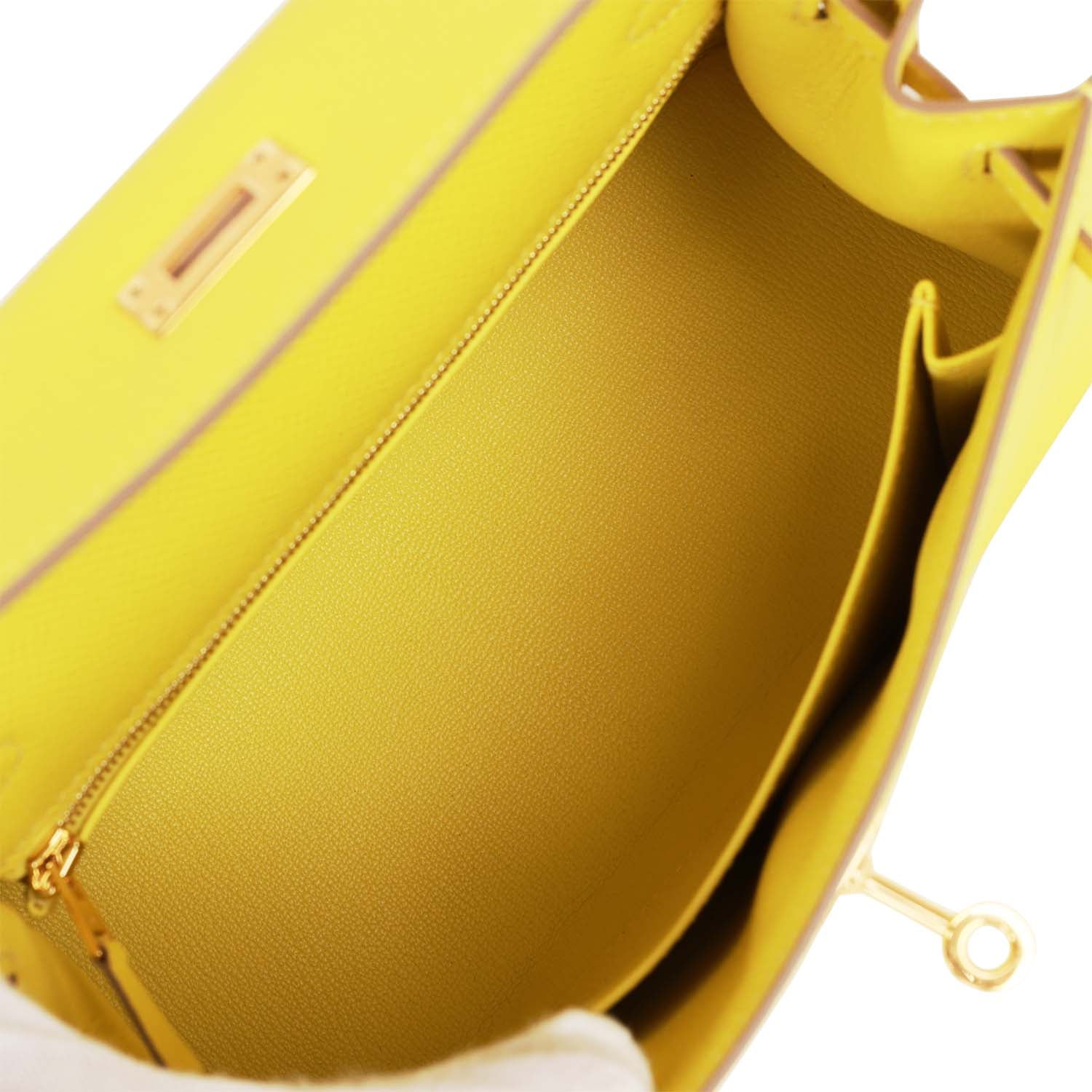 Pre-owned Hermes Kelly 25 Lime Epsom Gold Hardware