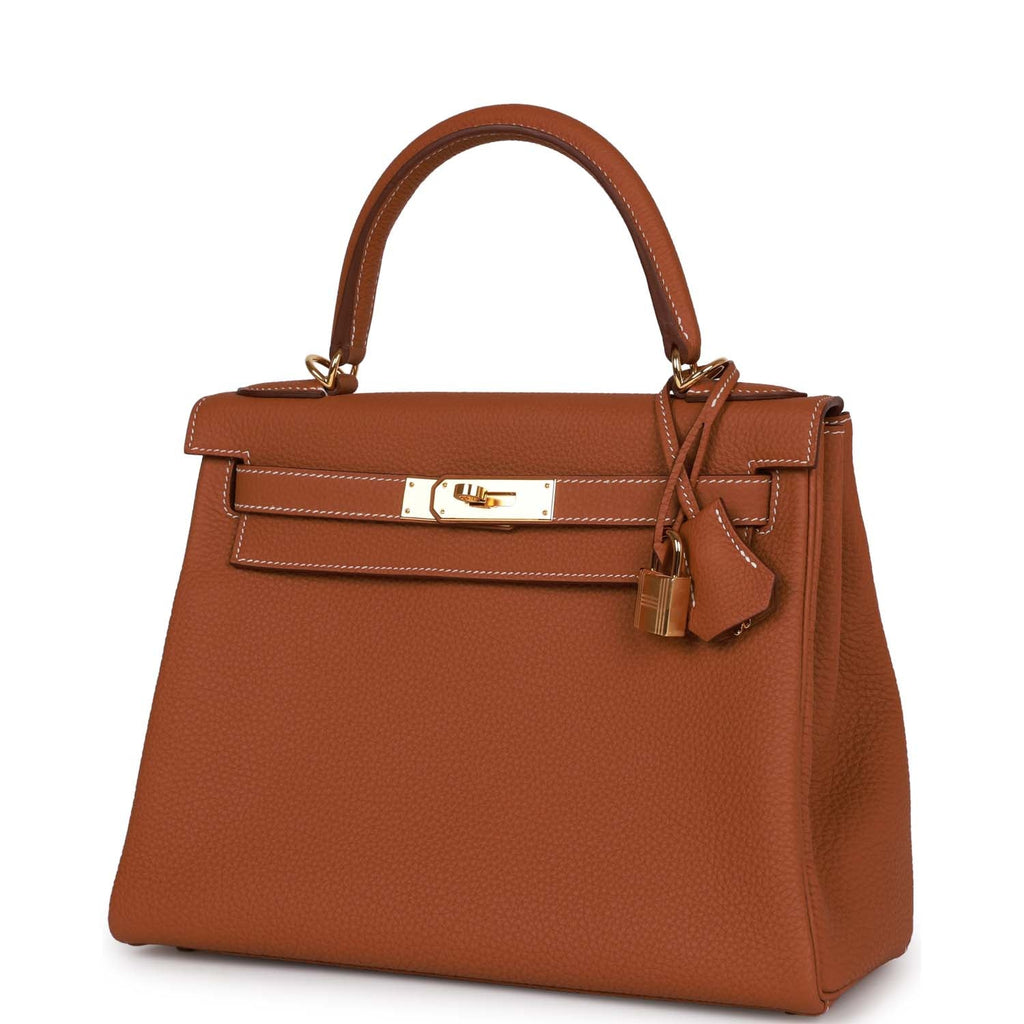 Pre-owned Hermes Kelly Retourne 28 Gold Togo Gold Hardware