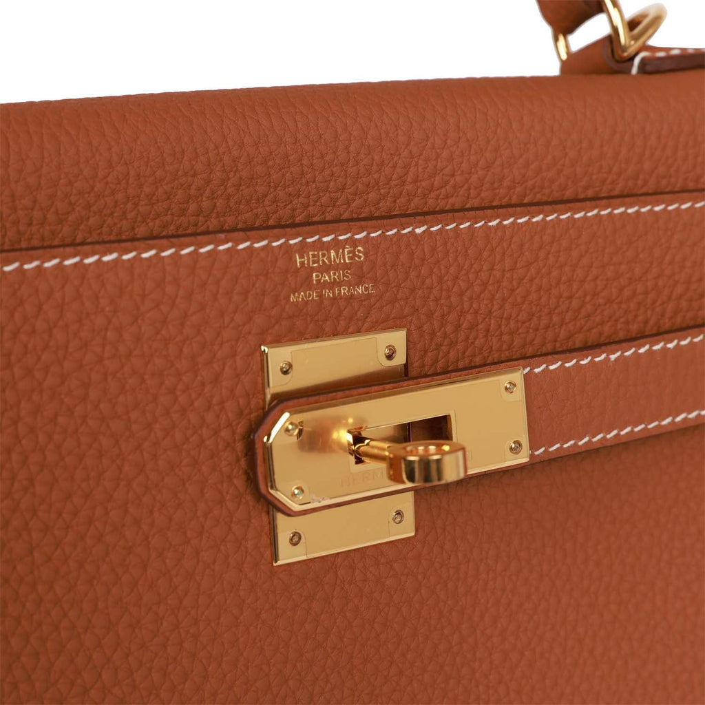 Pre-owned Hermes Kelly Retourne 28 Gold Togo Gold Hardware
