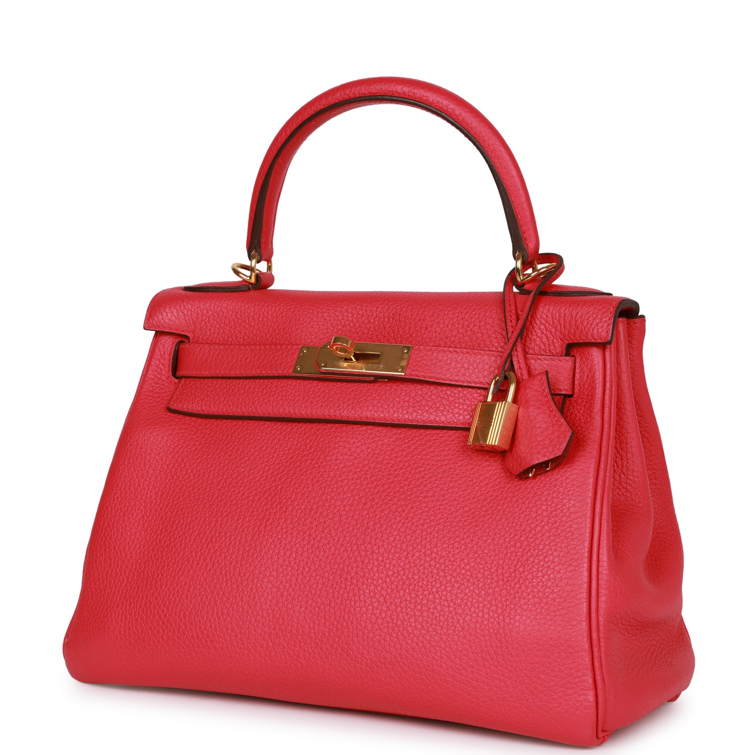 Pre-owned Hermes Kelly Retourne 28 Rose Extreme Clemence Gold Hardware