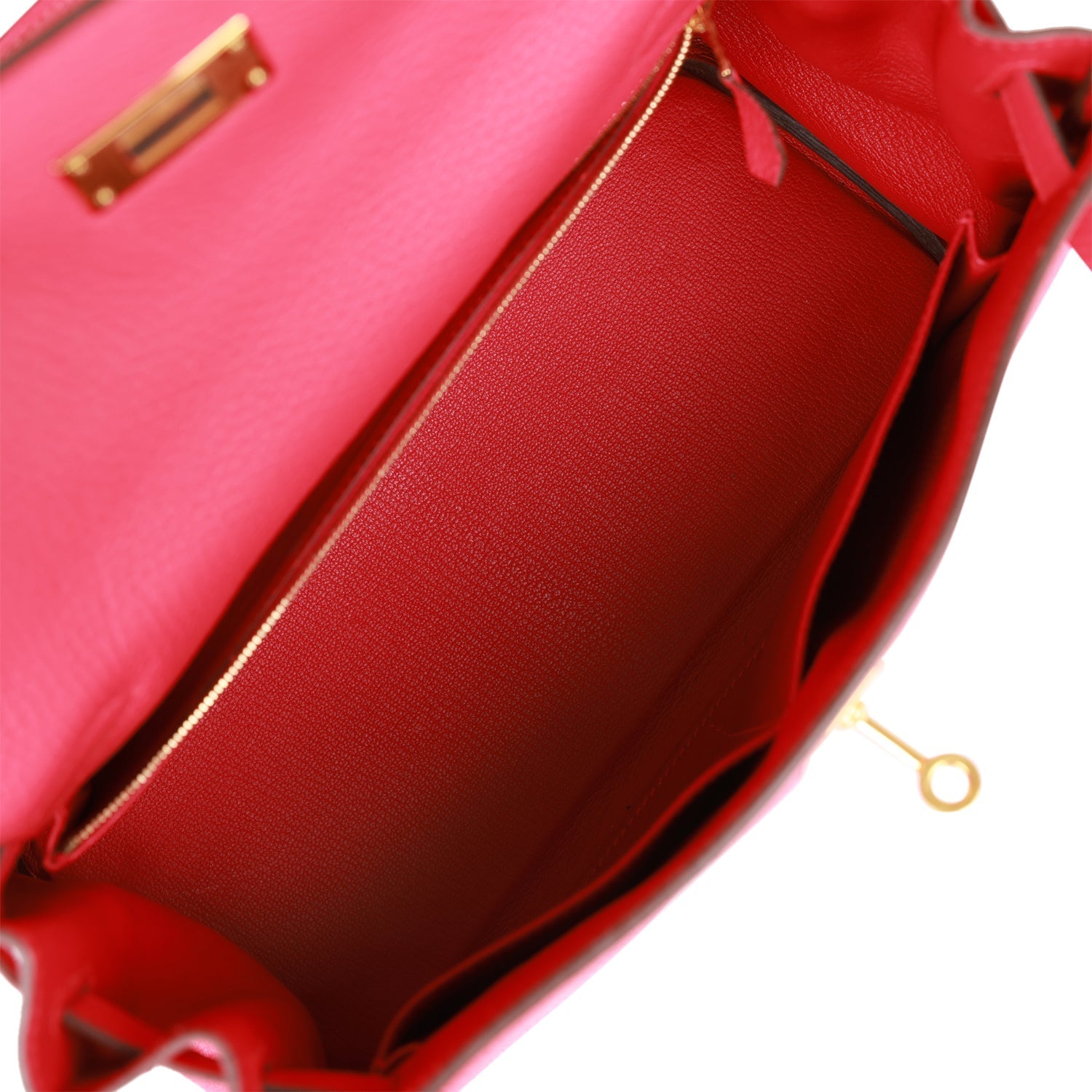Pre-owned Hermes Kelly Retourne 28 Rose Extreme Clemence Gold Hardware