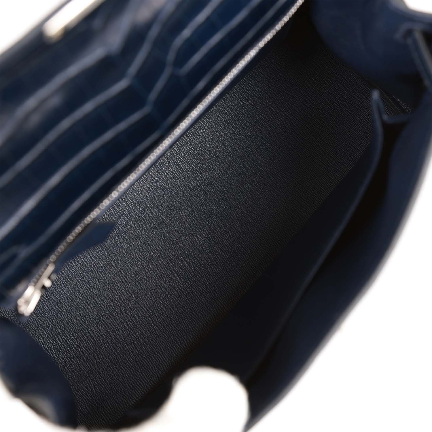 Hermes Kelly Retourne 25 Bleu Indigo Matte Niloticus Crocodile Palladium Hardware
