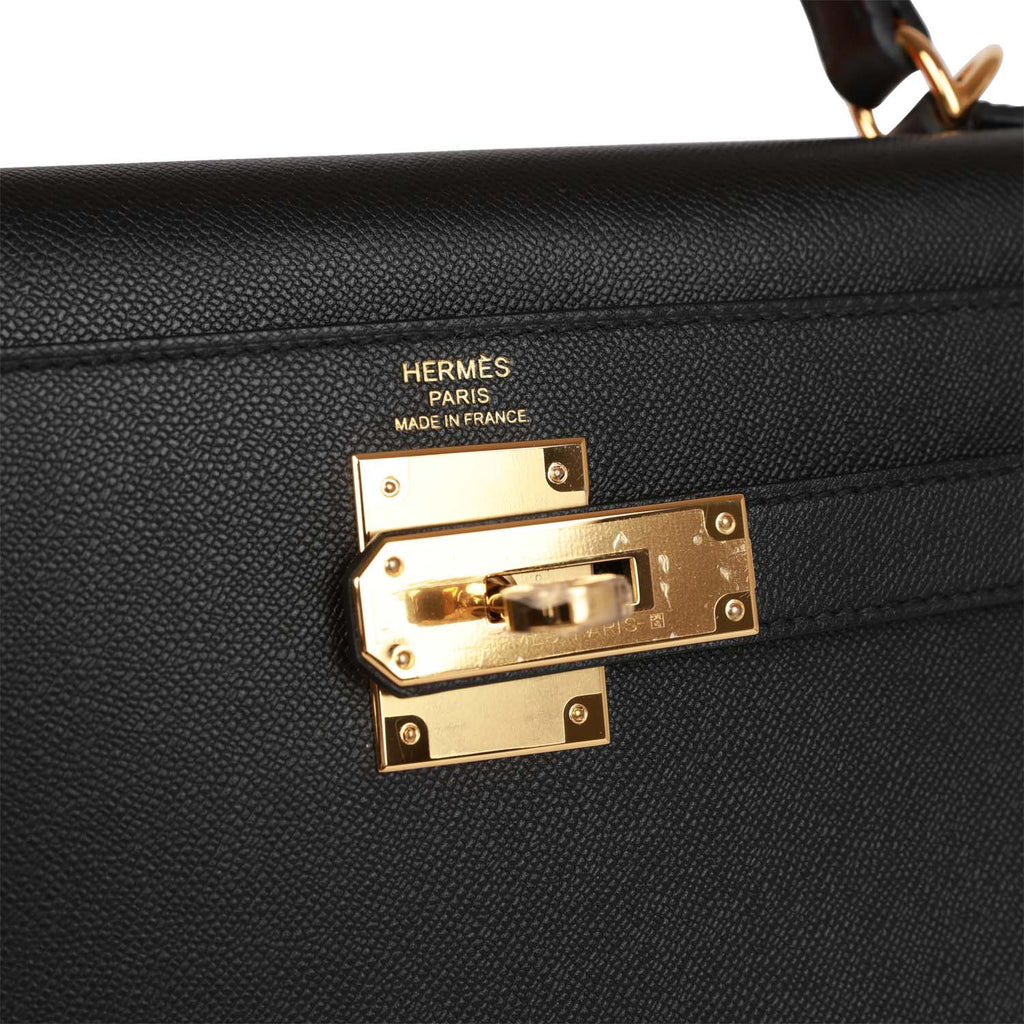 Hermes Kelly Sellier 28 Black Madame Gold Hardware