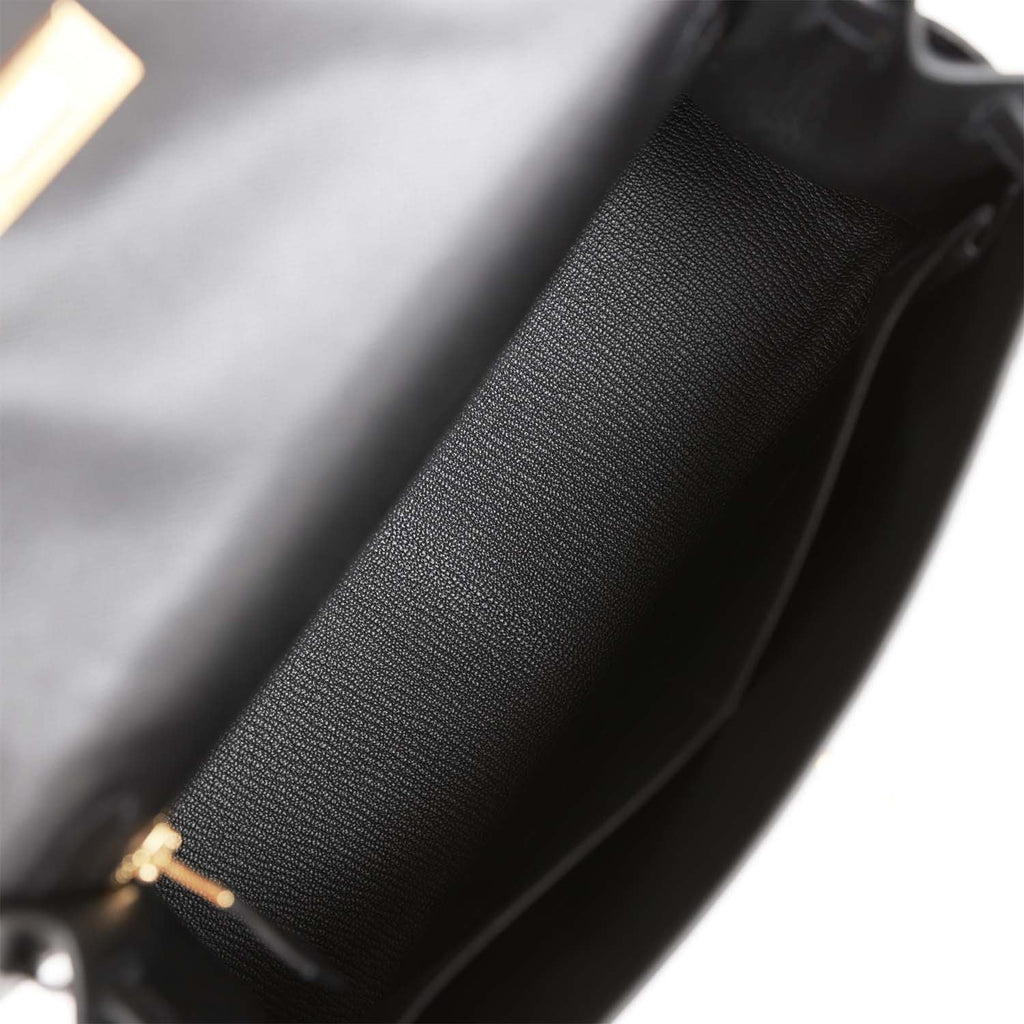Hermes Kelly Sellier 28 Black Madame Gold Hardware