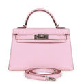 d Hermes Kelly Sellier 20 Rose Sakura Chevre Palladium Hardware