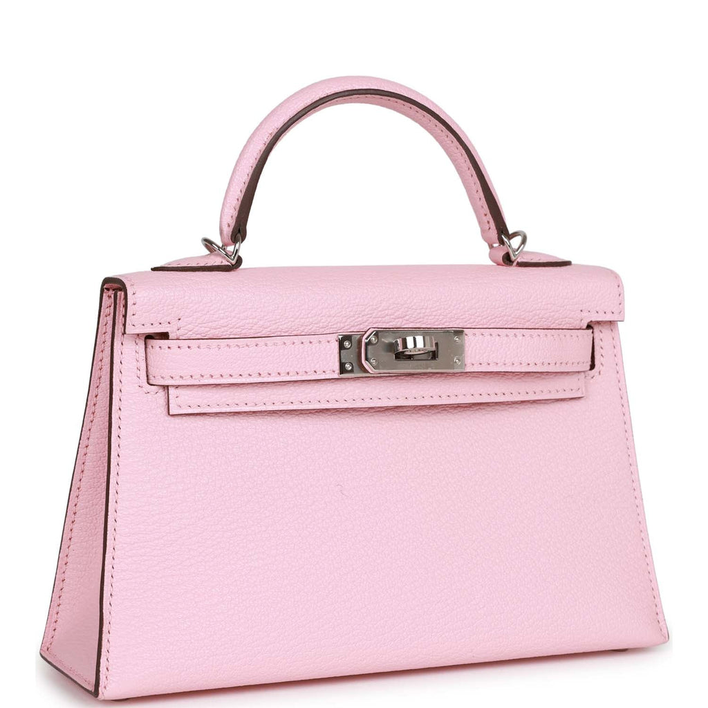 d Hermes Kelly Sellier 20 Rose Sakura Chevre Palladium Hardware