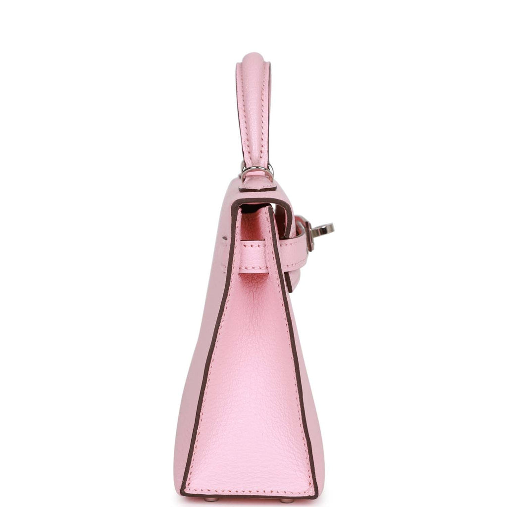 d Hermes Kelly Sellier 20 Rose Sakura Chevre Palladium Hardware