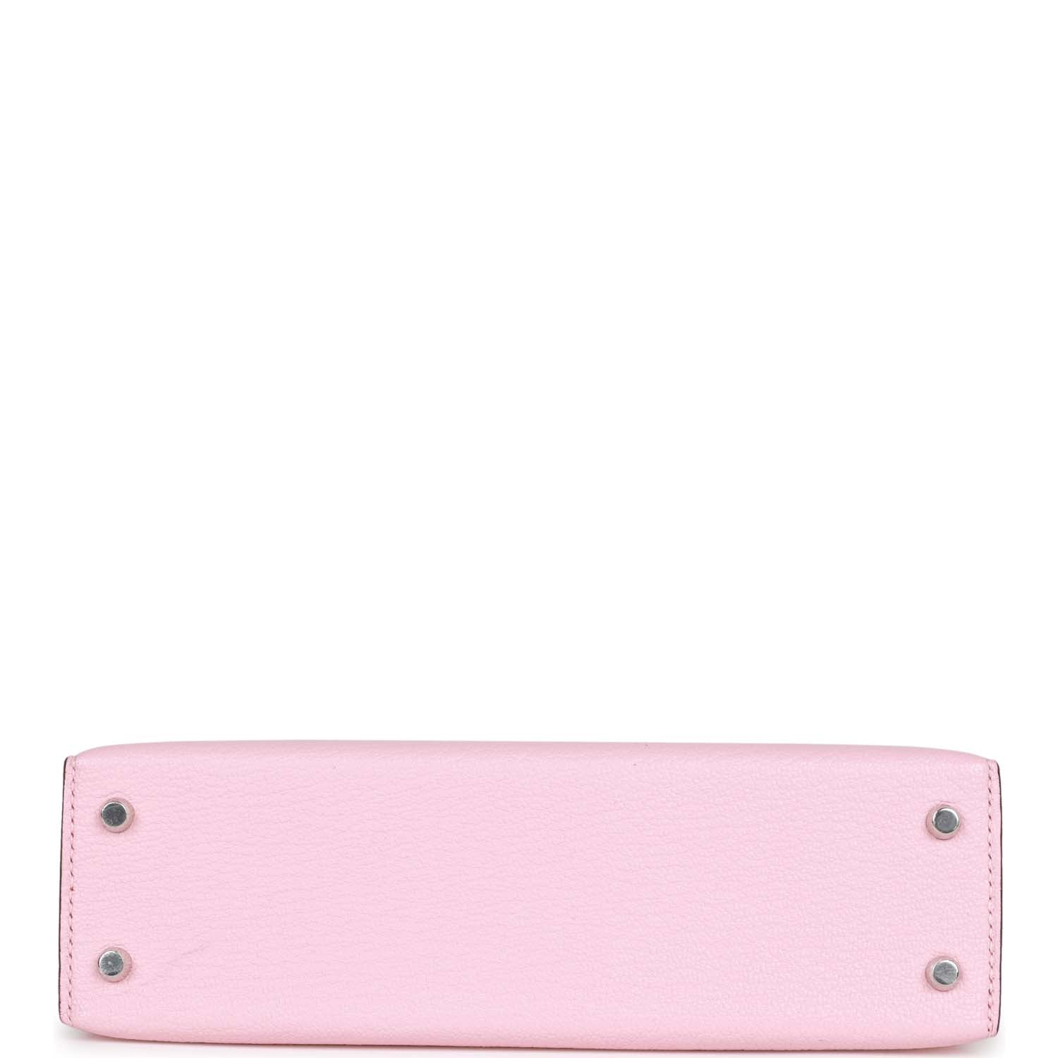 d Hermes Kelly Sellier 20 Rose Sakura Chevre Palladium Hardware