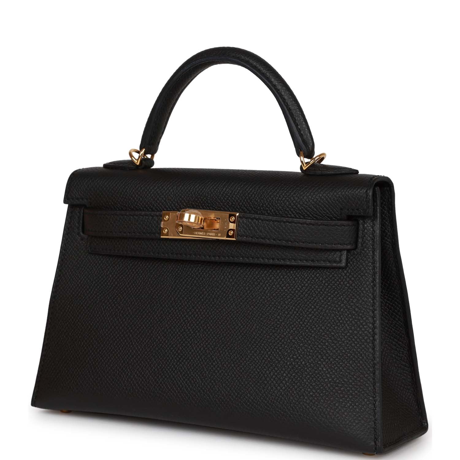 Hermes Kelly Sellier 20 Black Epsom Gold Hardware