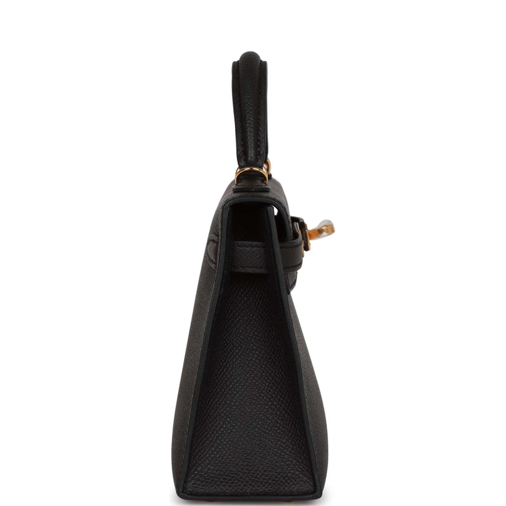 Hermes Kelly Sellier 20 Black Epsom Gold Hardware