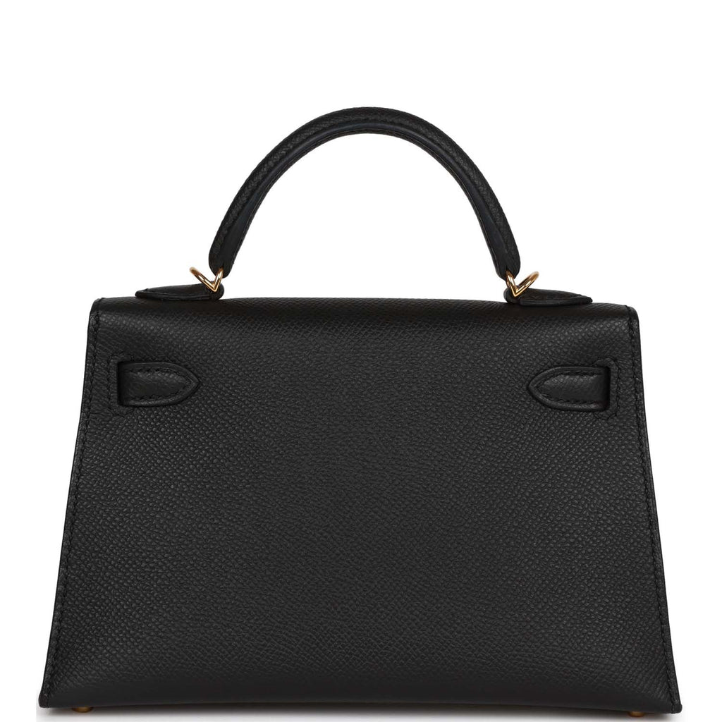 Hermes Kelly Sellier 20 Black Epsom Gold Hardware
