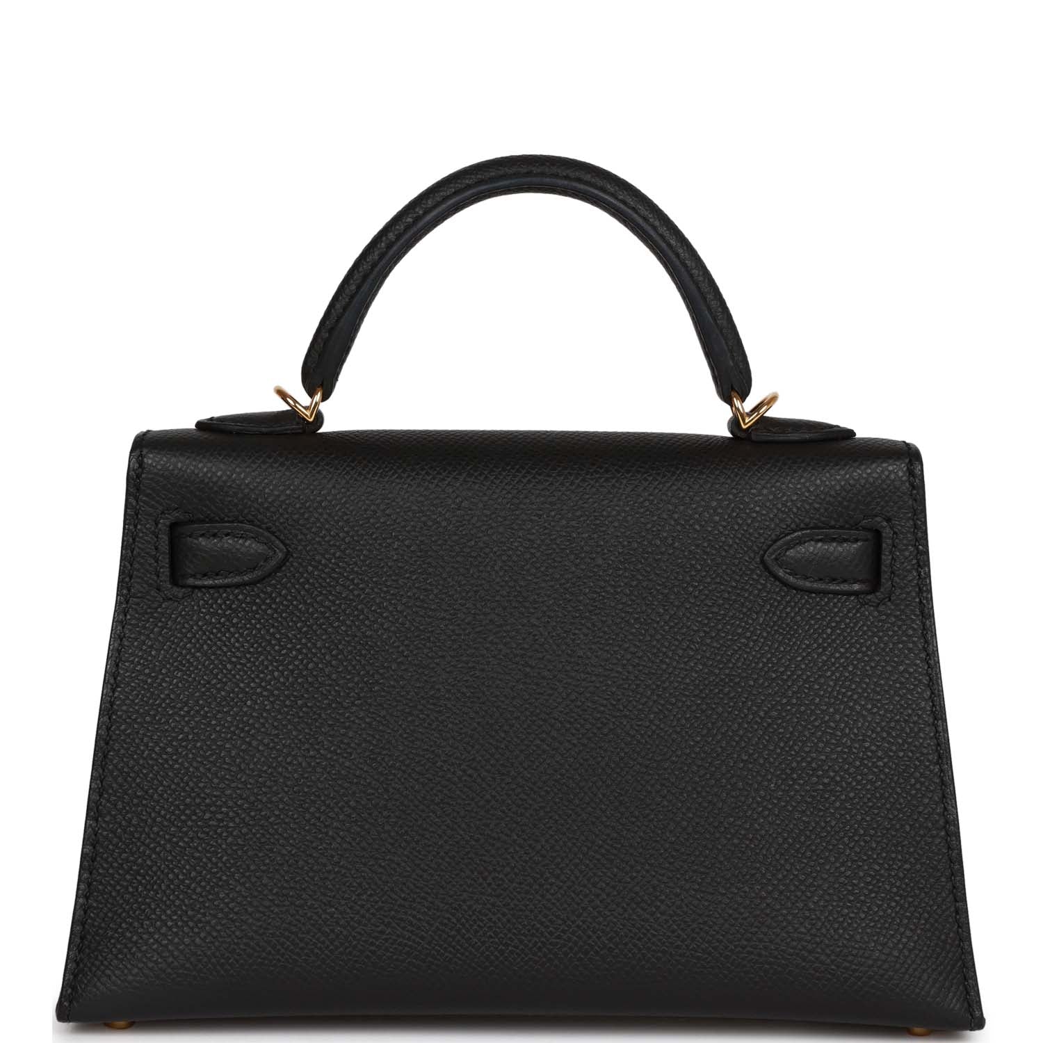 Hermes Kelly Sellier 20 Black Epsom Gold Hardware