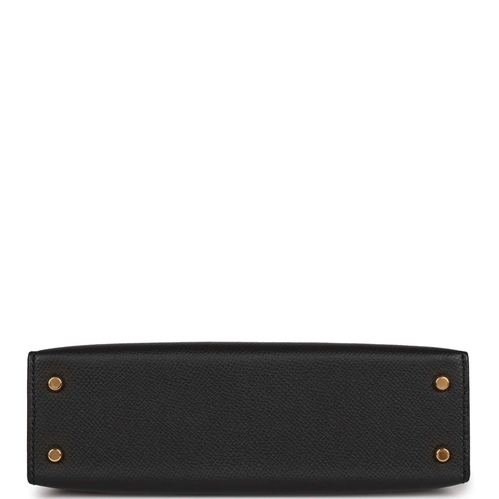 Hermes Kelly Sellier 20 Black Epsom Gold Hardware