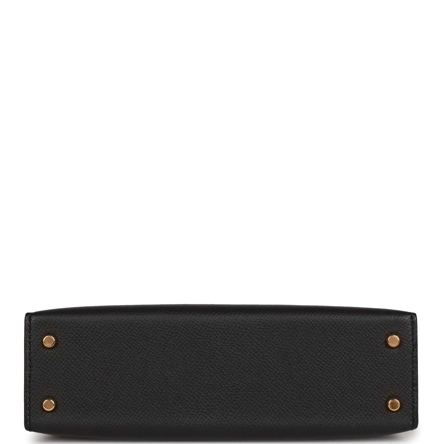 Hermes Kelly Sellier 20 Black Epsom Gold Hardware