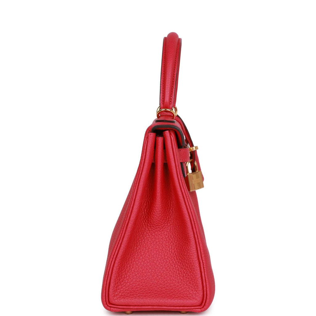 Hermes Kelly Retourne 25 Framboise Togo Gold Hardware