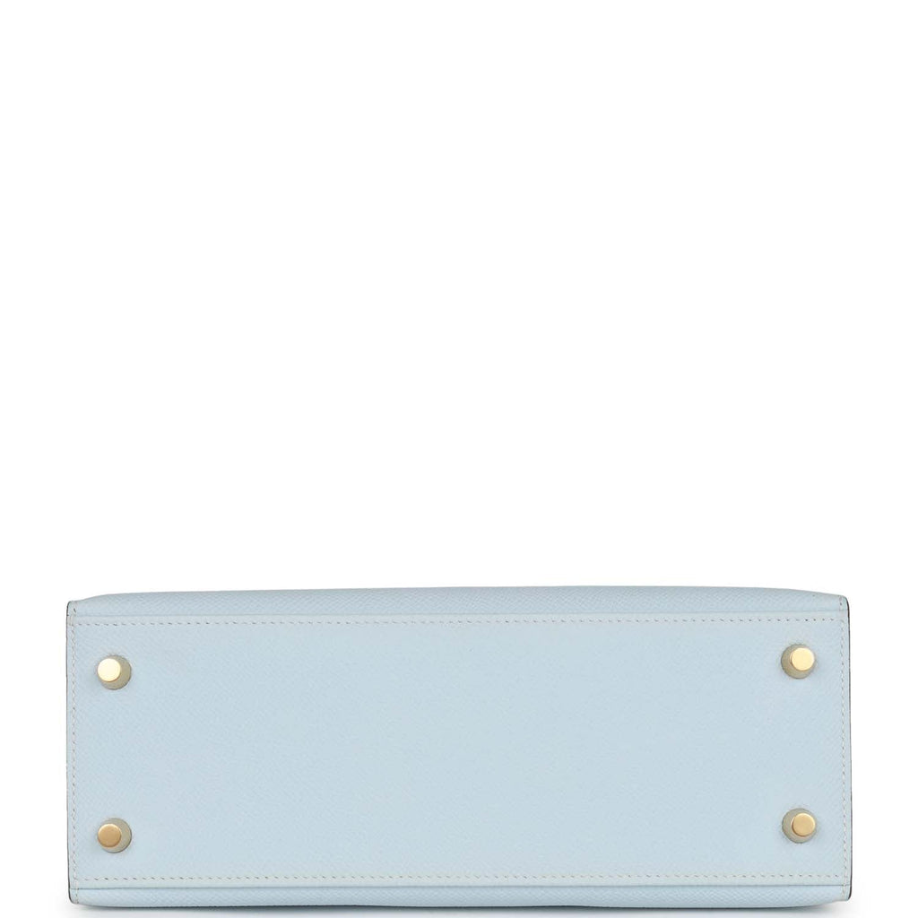 Hermes Kelly Sellier 25 Bleu Brume Epsom Gold Hardware